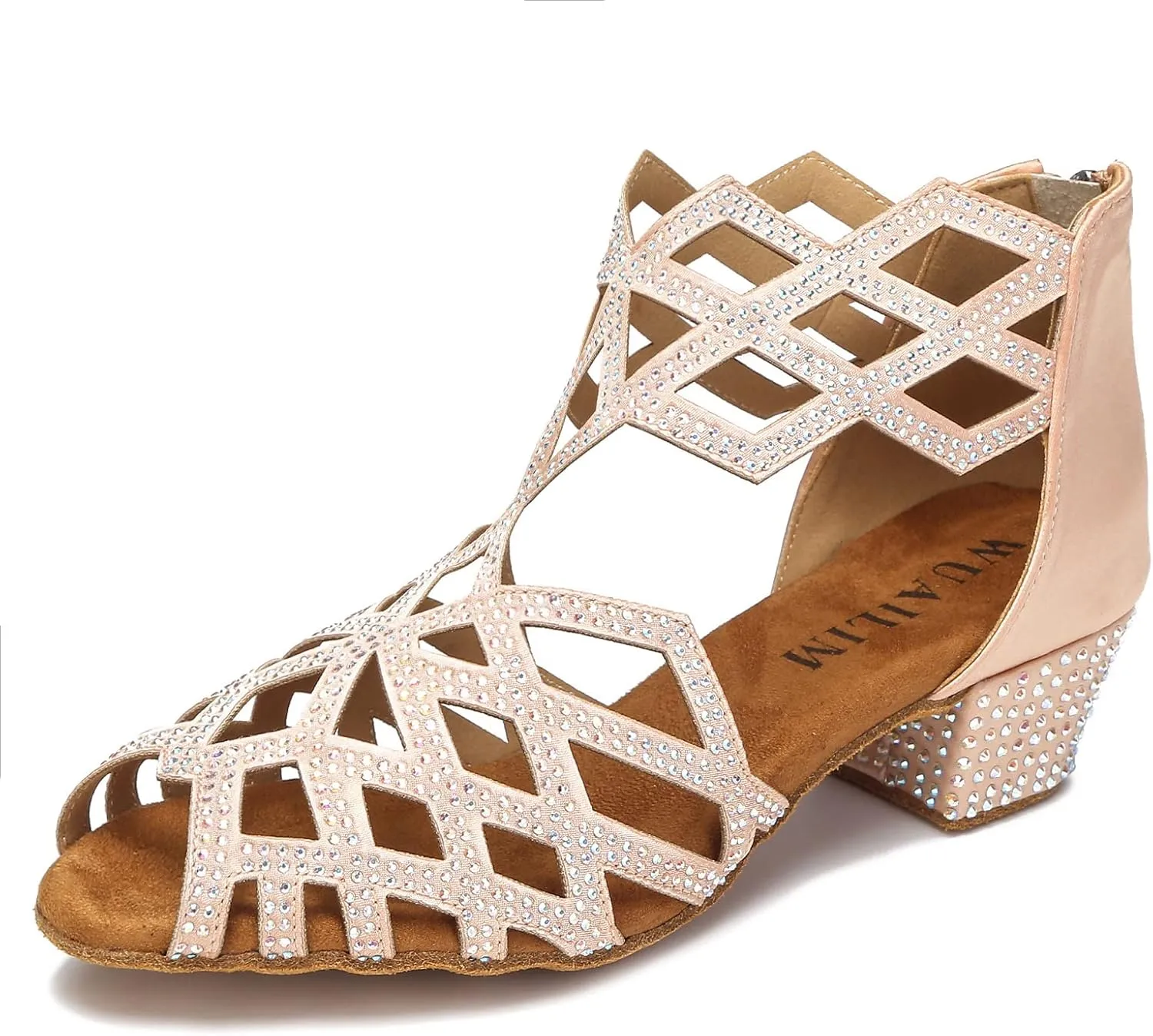 Women's Ballroom Rhinestone Dance Shoes, Latin Salsa Bachata Practice Performance Dancer Shoes