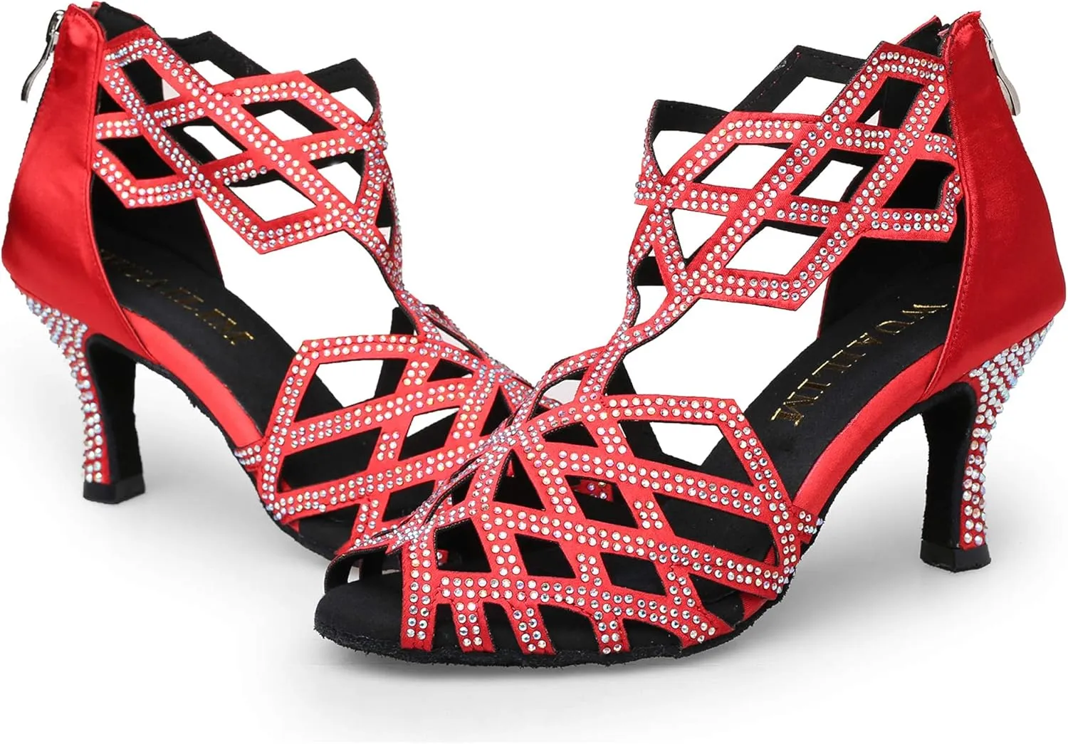 Women's Ballroom Rhinestone Dance Shoes, Latin Salsa Bachata Practice Performance Dancer Shoes