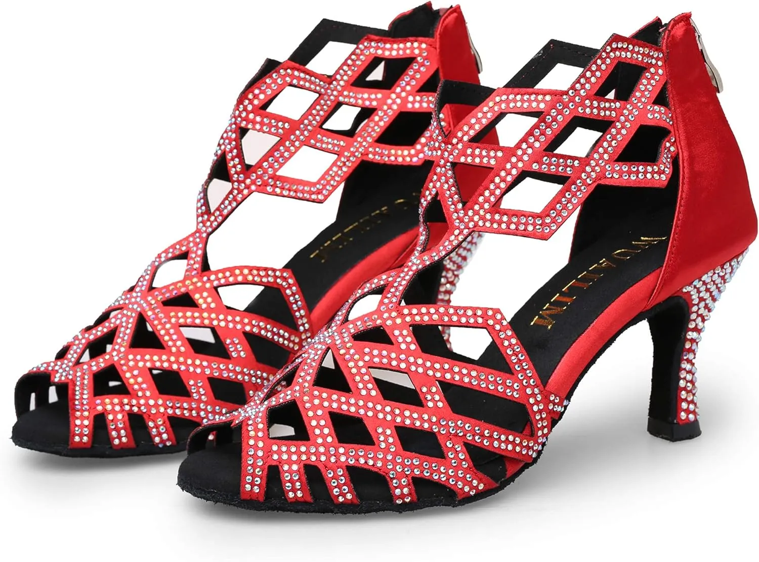 Women's Ballroom Rhinestone Dance Shoes, Latin Salsa Bachata Practice Performance Dancer Shoes