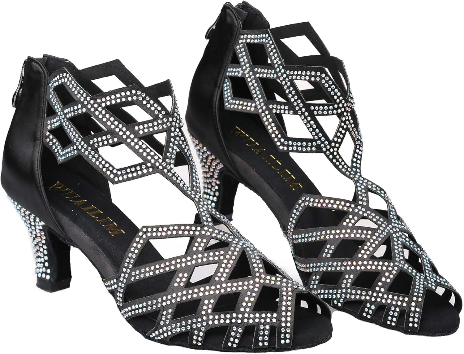 Women's Ballroom Rhinestone Dance Shoes, Latin Salsa Bachata Practice Performance Dancer Shoes