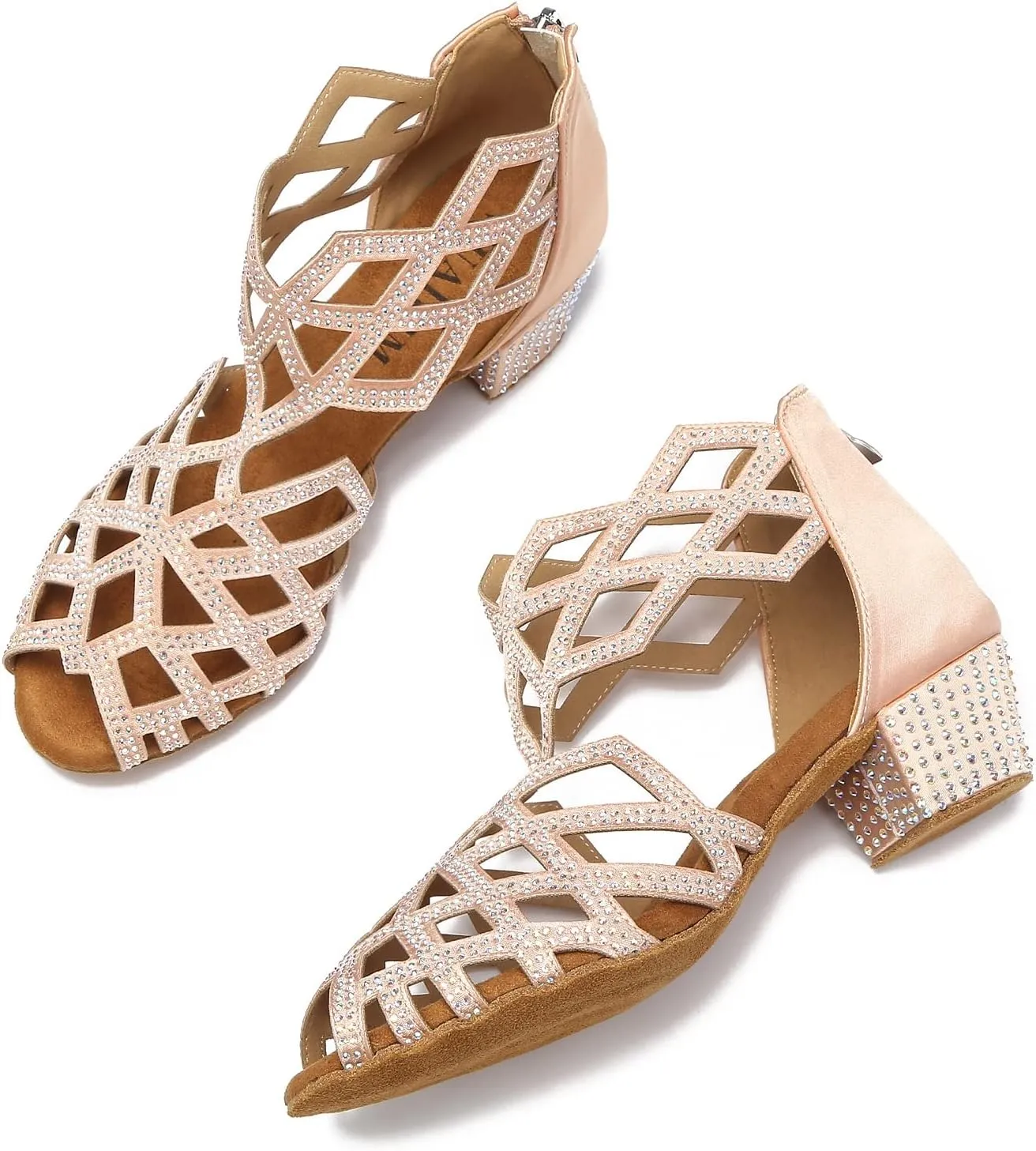 Women's Ballroom Rhinestone Dance Shoes, Latin Salsa Bachata Practice Performance Dancer Shoes
