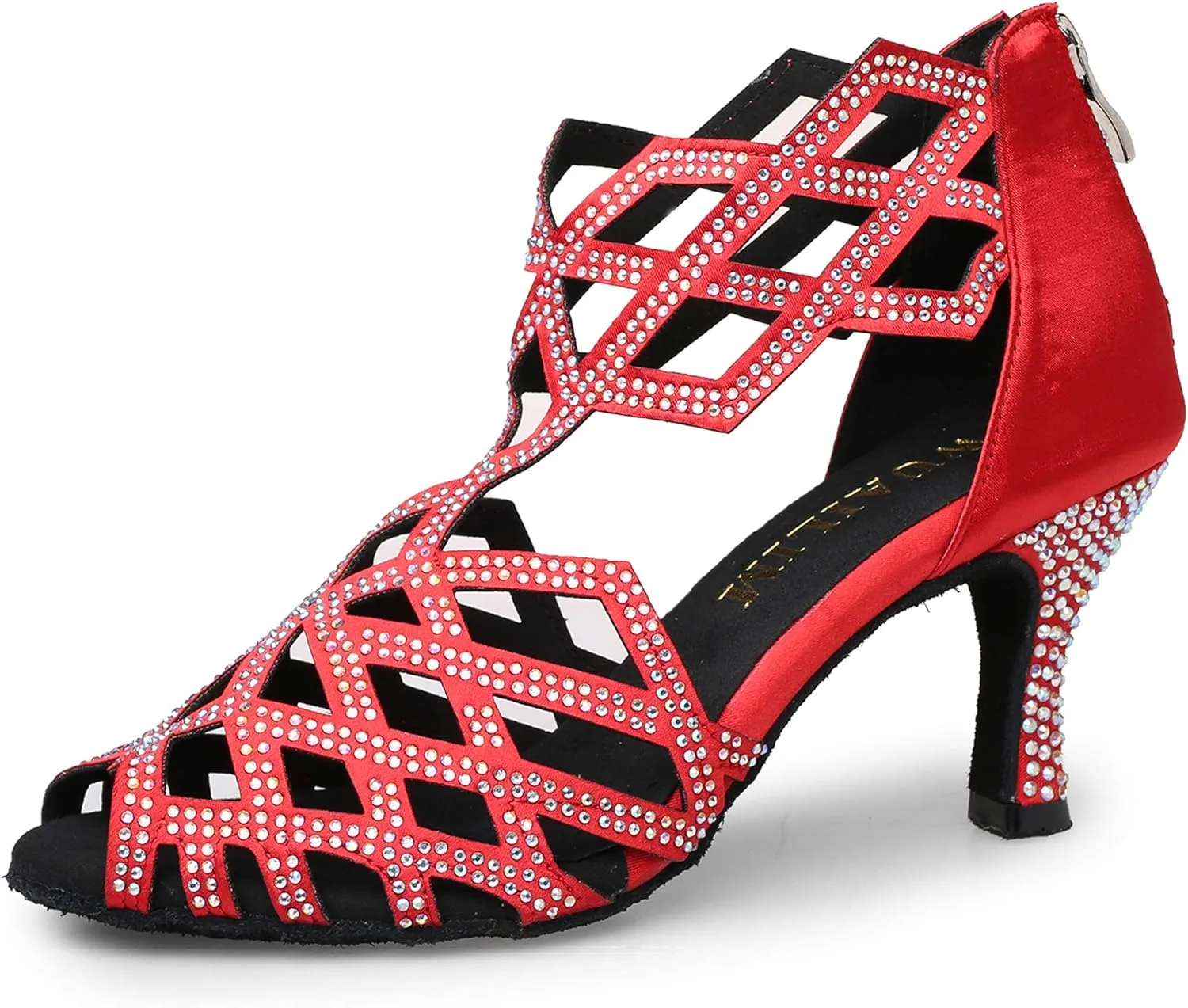 Women's Ballroom Rhinestone Dance Shoes, Latin Salsa Bachata Practice Performance Dancer Shoes