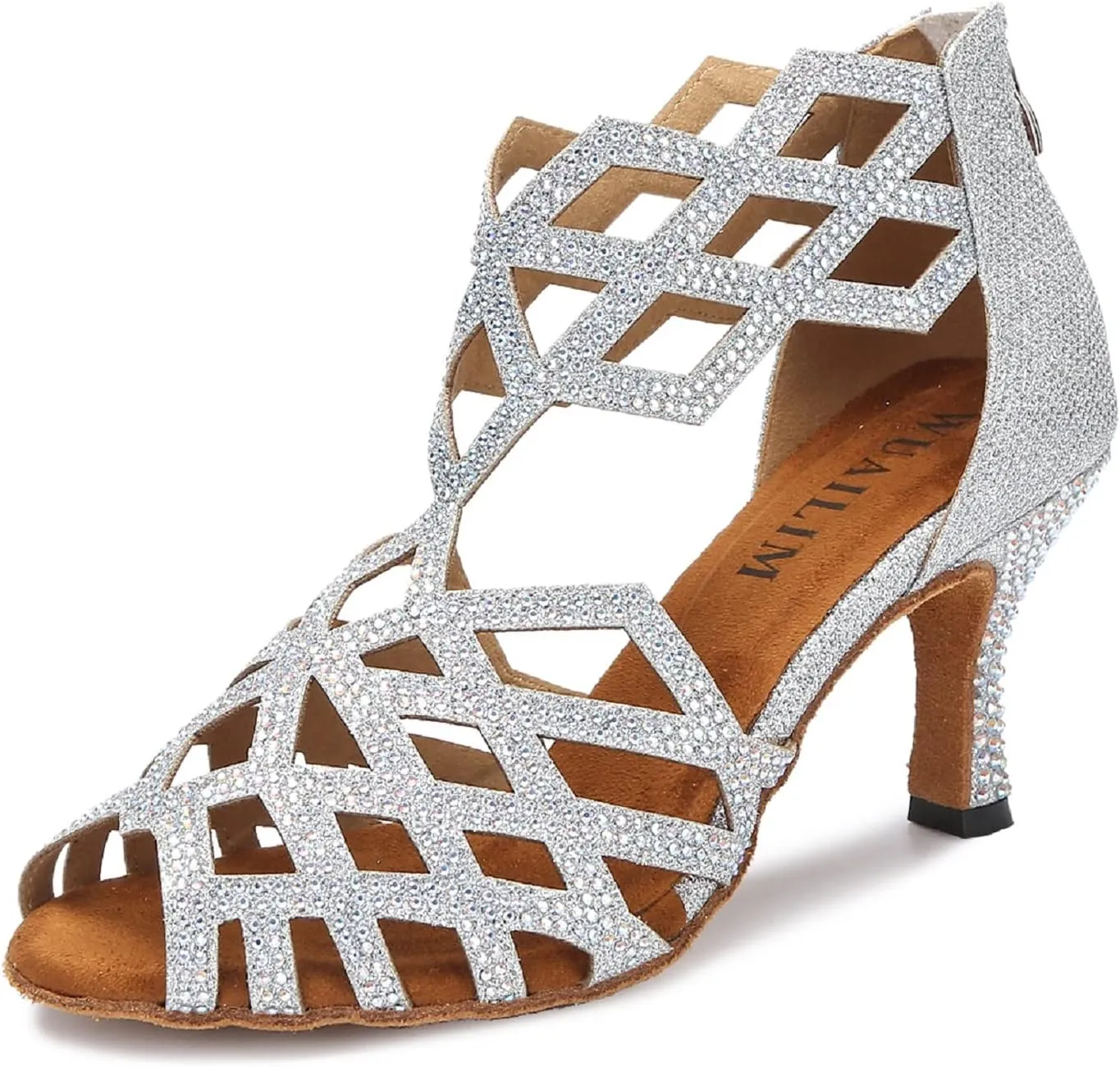 Women's Ballroom Rhinestone Dance Shoes, Latin Salsa Bachata Practice Performance Dancer Shoes
