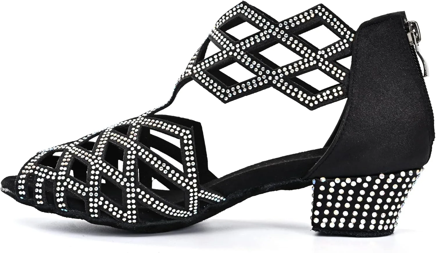 Women's Ballroom Rhinestone Dance Shoes, Latin Salsa Bachata Practice Performance Dancer Shoes