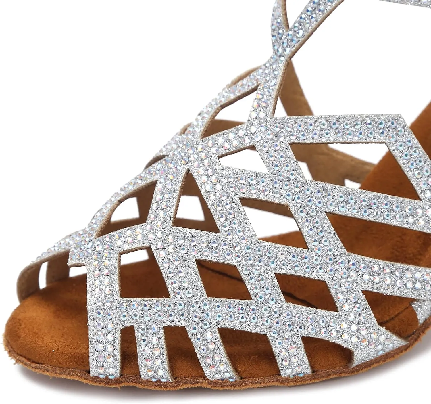 Women's Ballroom Rhinestone Dance Shoes, Latin Salsa Bachata Practice Performance Dancer Shoes