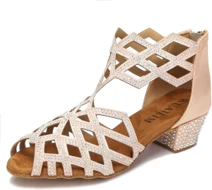 Women's Ballroom Rhinestone Dance Shoes, Latin Salsa Bachata Practice Performance Dancer Shoes