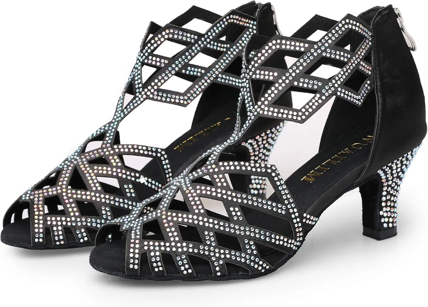 Women's Ballroom Rhinestone Dance Shoes, Latin Salsa Bachata Practice Performance Dancer Shoes