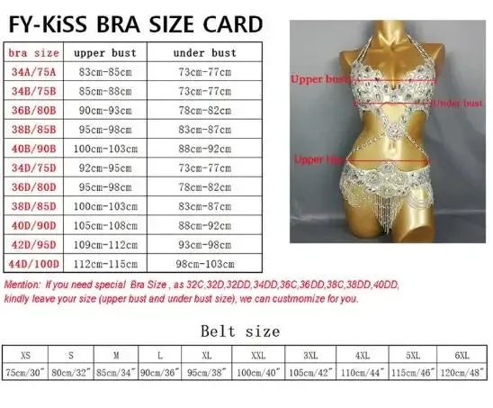 Women's Belly Dance Costume Set: 2pc Bar Belt, 11 Colors, Beaded, Bellydancing Outfit