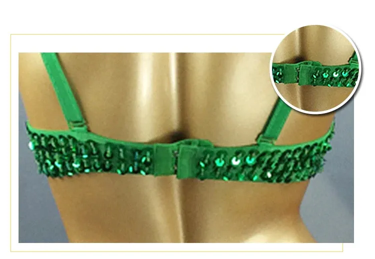 Women's Belly Dance Costume Set: 2pc Bar Belt, 11 Colors, Beaded, Bellydancing Outfit