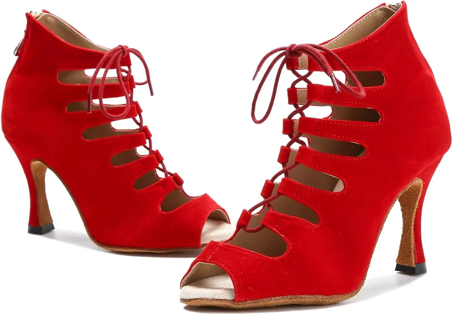 Women's Black Latin Dance Shoes - Tango Salsa Rumba Ballroom Satin Pole Dance High Heels, 10CM/3.9Inch Heel Height