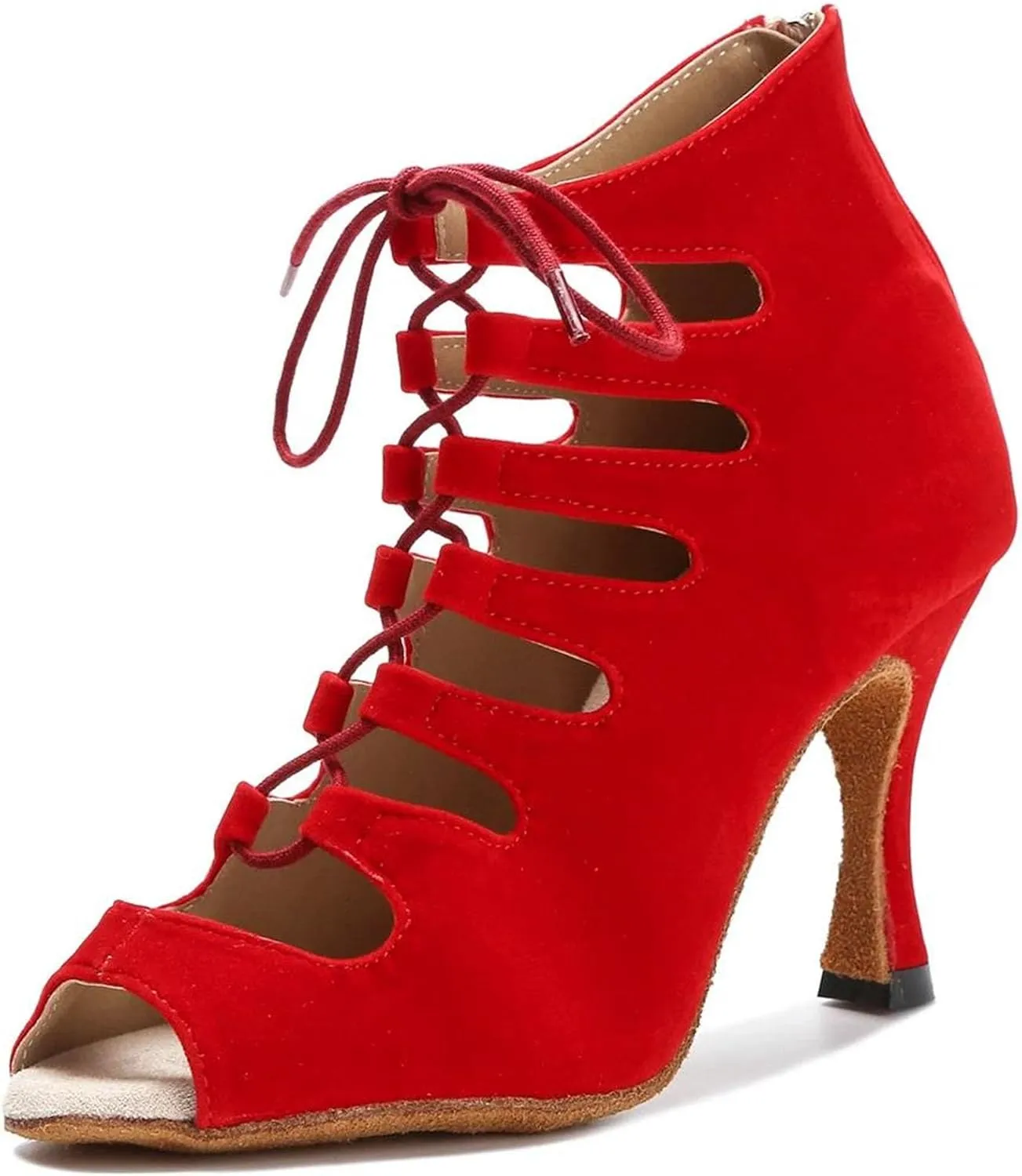 Women's Black Latin Dance Shoes - Tango Salsa Rumba Ballroom Satin Pole Dance High Heels, 10CM/3.9Inch Heel Height