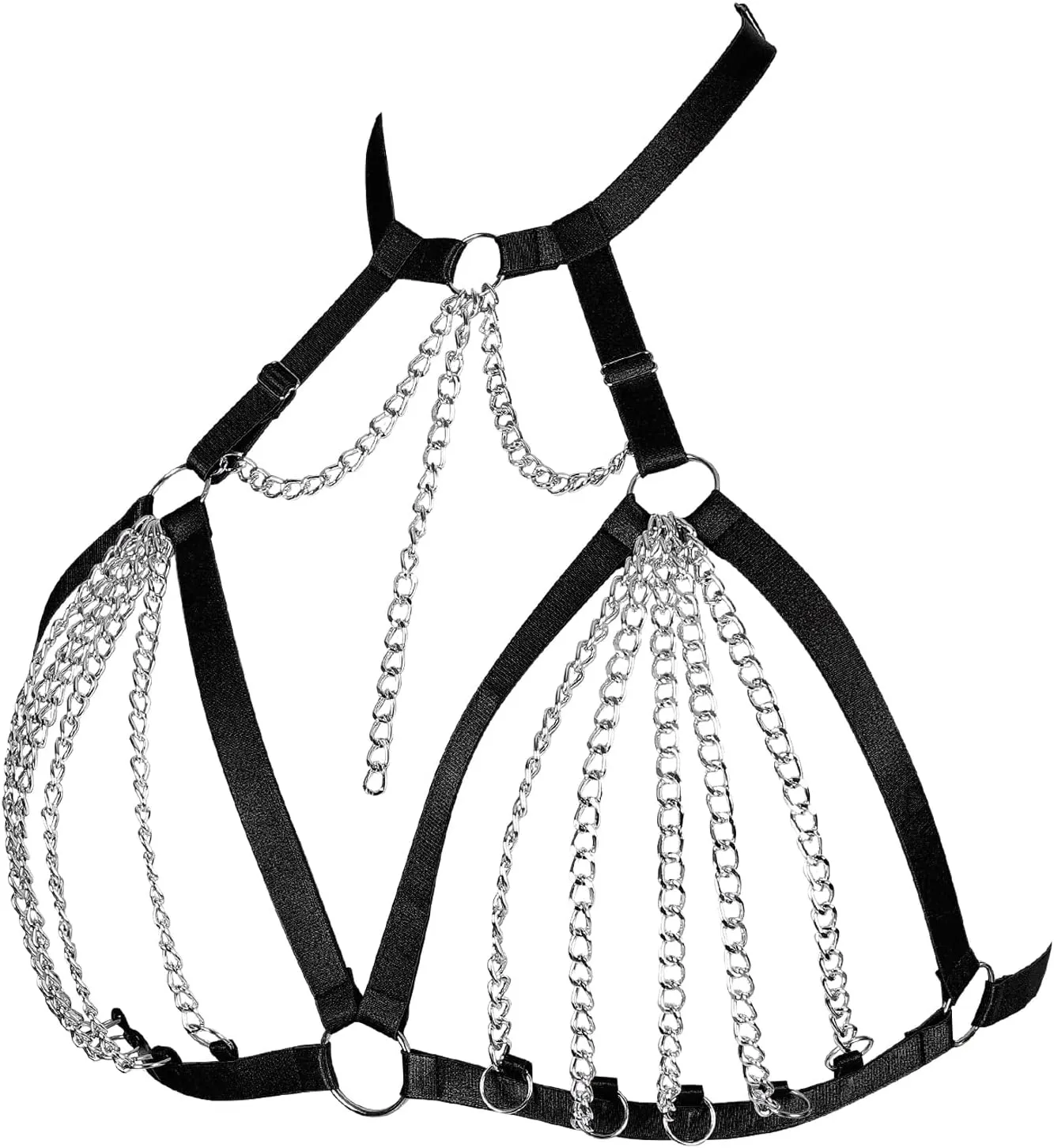 Women's Breast Body Harness Bra Plus Size Waist Cage Metal Chain Bra Gothic Christmas Carnival Halloween Dance Costume