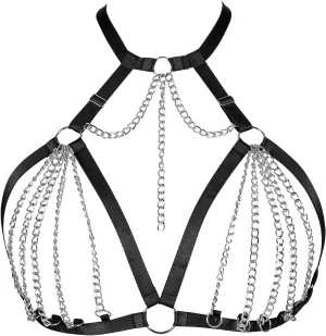 Women's Breast Body Harness Bra Plus Size Waist Cage Metal Chain Bra Gothic Christmas Carnival Halloween Dance Costume