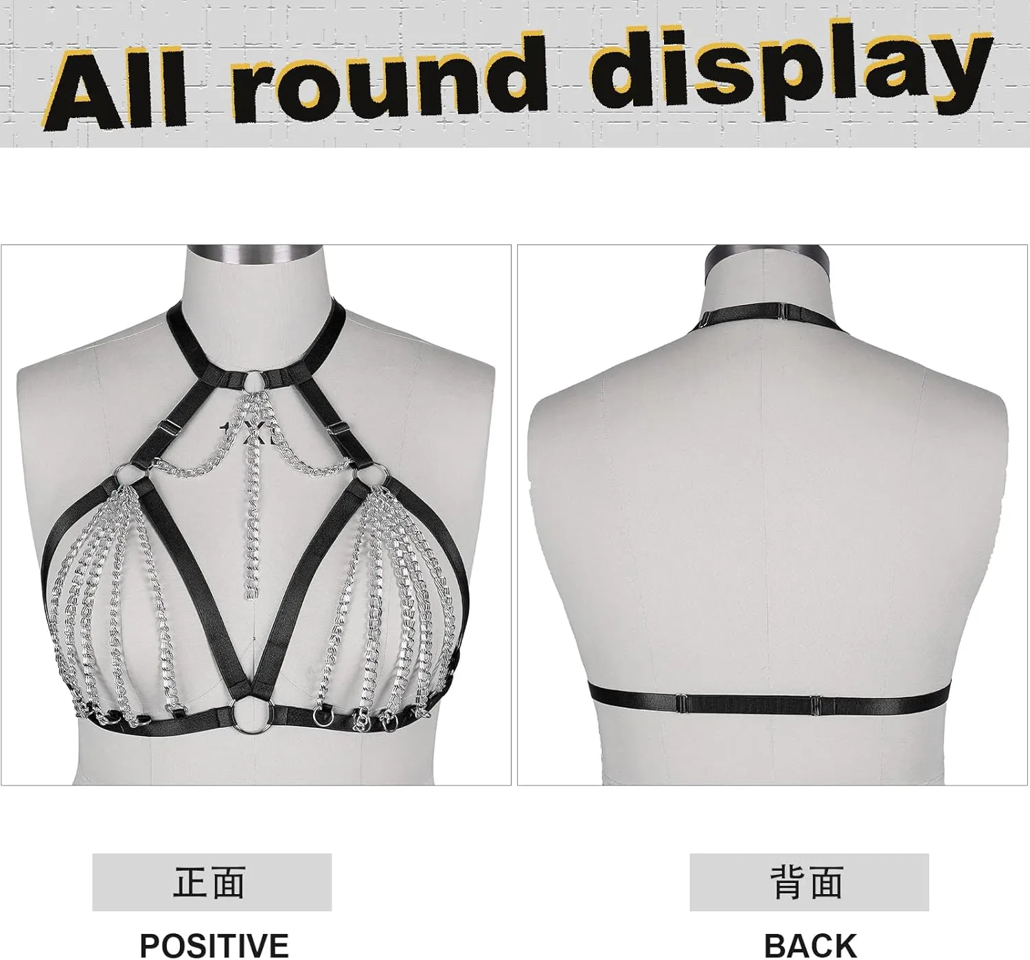 Women's Breast Body Harness Bra Plus Size Waist Cage Metal Chain Bra Gothic Christmas Carnival Halloween Dance Costume