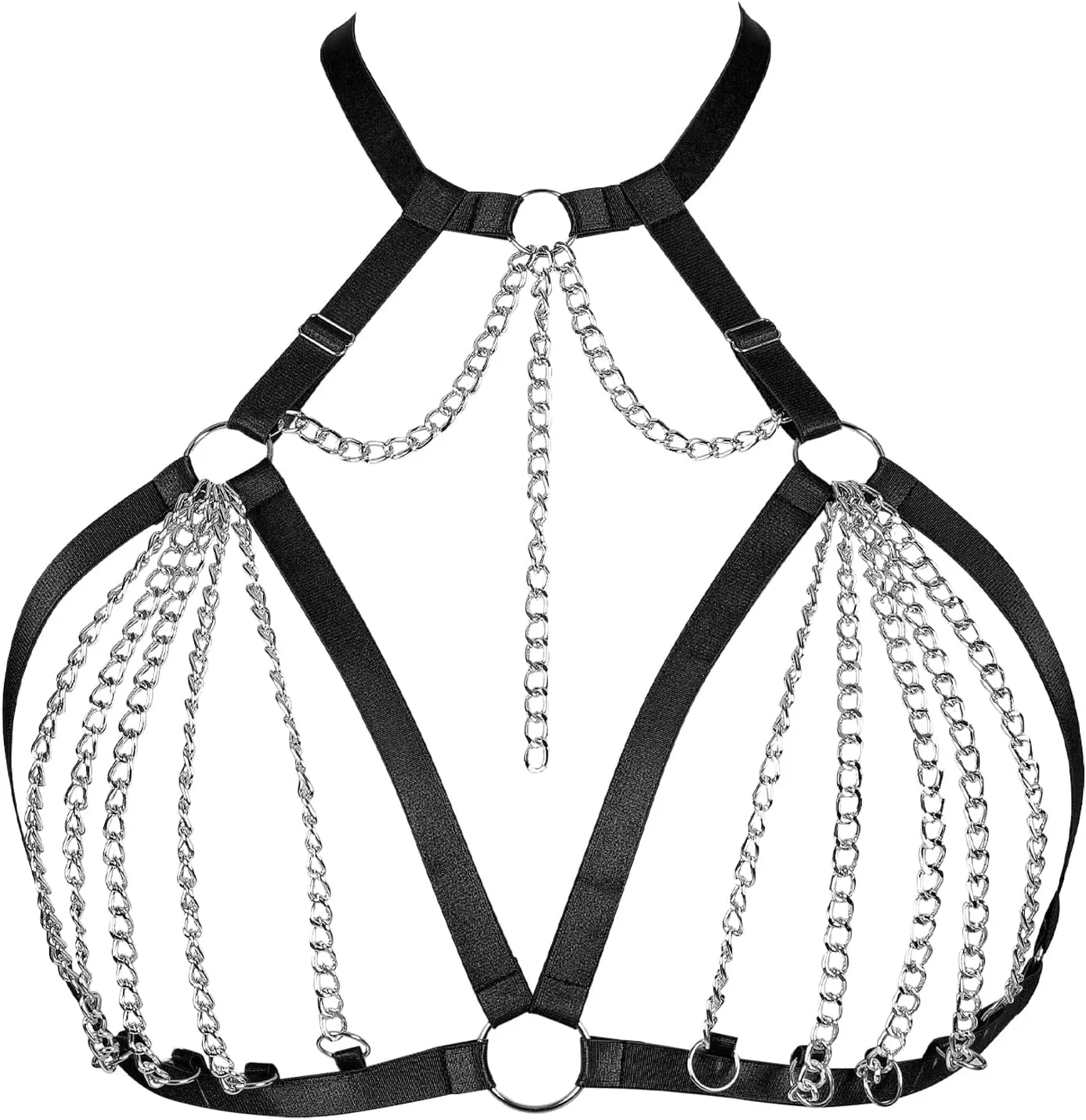 Women's Breast Body Harness Bra Plus Size Waist Cage Metal Chain Bra Gothic Christmas Carnival Halloween Dance Costume