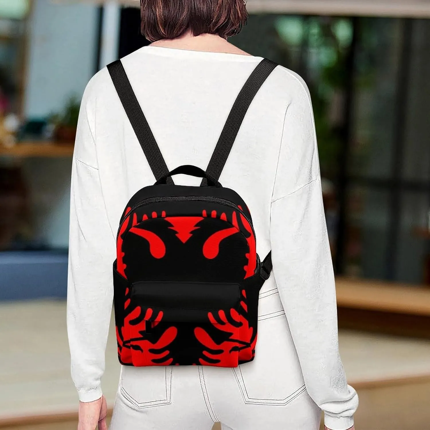 Womens Casual Bookbags Lightweight Backpack Travel Daypack Albania Flag Handbag Purse