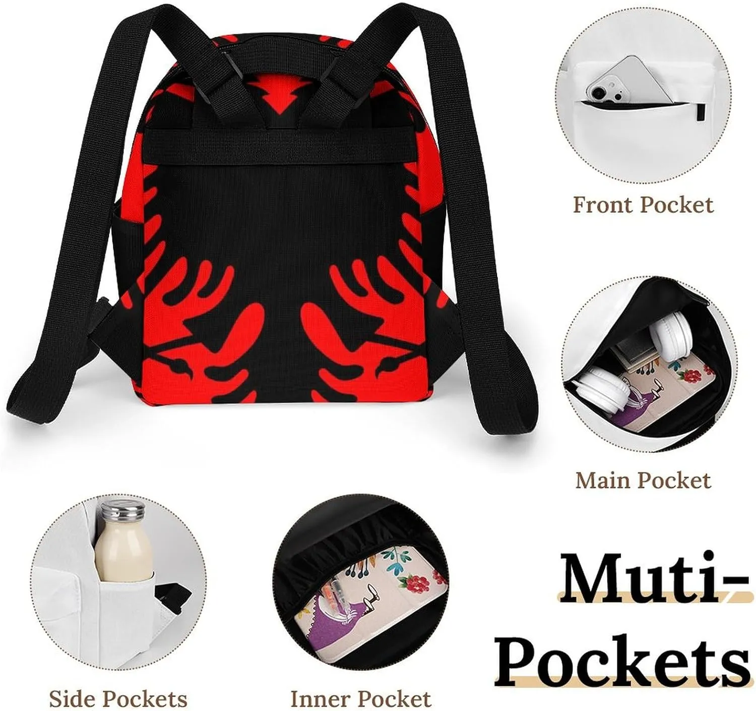 Womens Casual Bookbags Lightweight Backpack Travel Daypack Albania Flag Handbag Purse