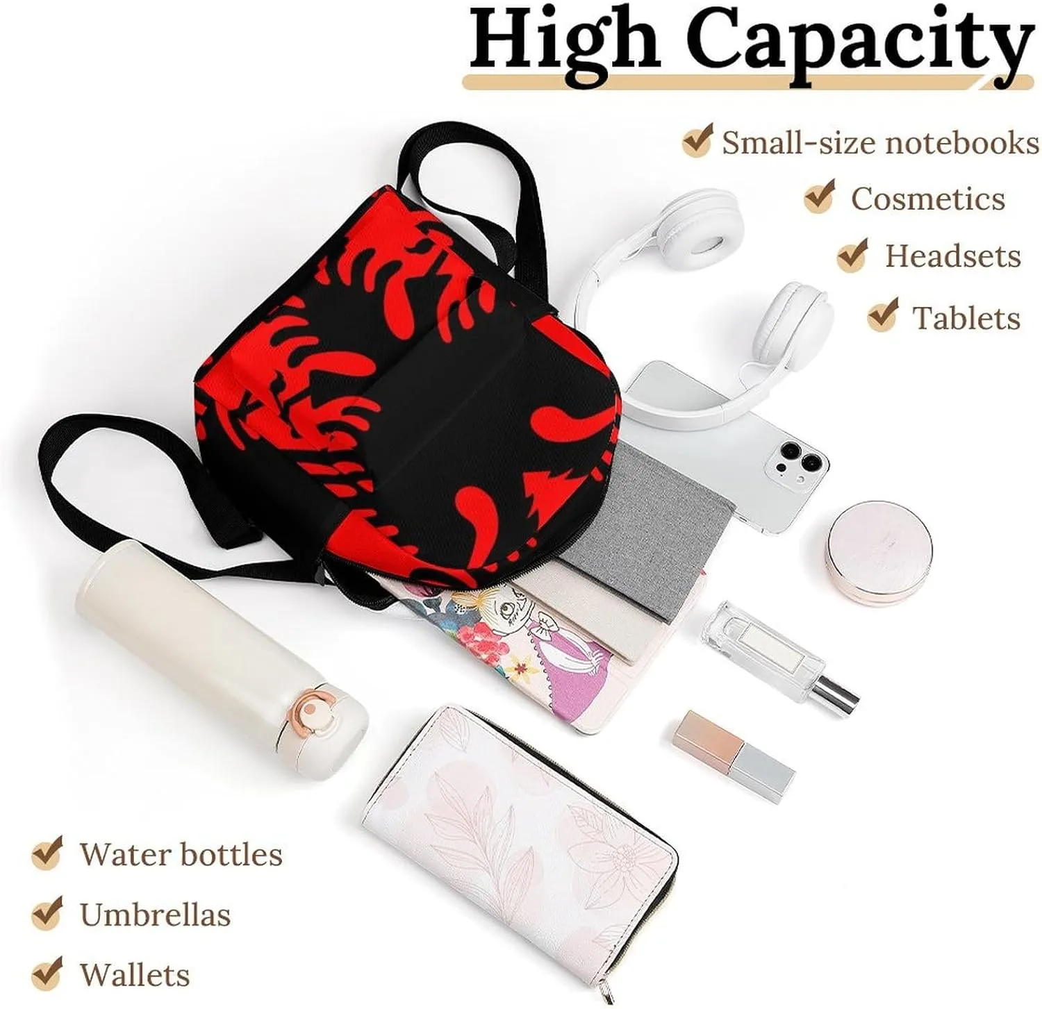 Womens Casual Bookbags Lightweight Backpack Travel Daypack Albania Flag Handbag Purse