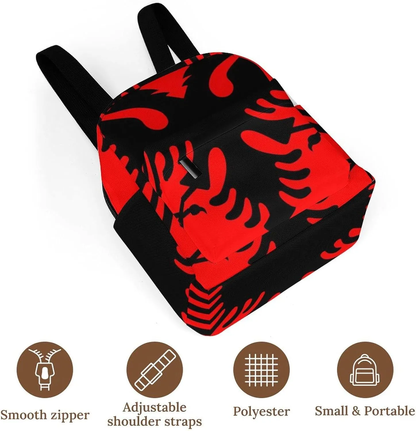 Womens Casual Bookbags Lightweight Backpack Travel Daypack Albania Flag Handbag Purse