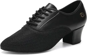 Women's Closed Toe Latin Dance Shoes Professional Salsa Modern Teaching Ballroom Practice Dance Shoes,Model RY-JTWX-Suede Sole-2" Heel