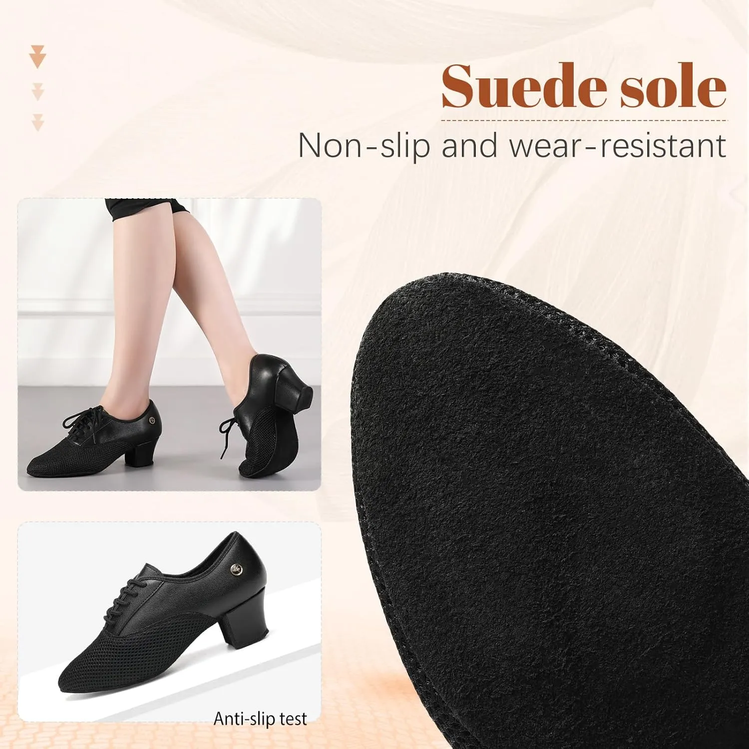 Women's Closed Toe Latin Dance Shoes Professional Salsa Modern Teaching Ballroom Practice Dance Shoes,Model RY-JTWX-Suede Sole-2" Heel