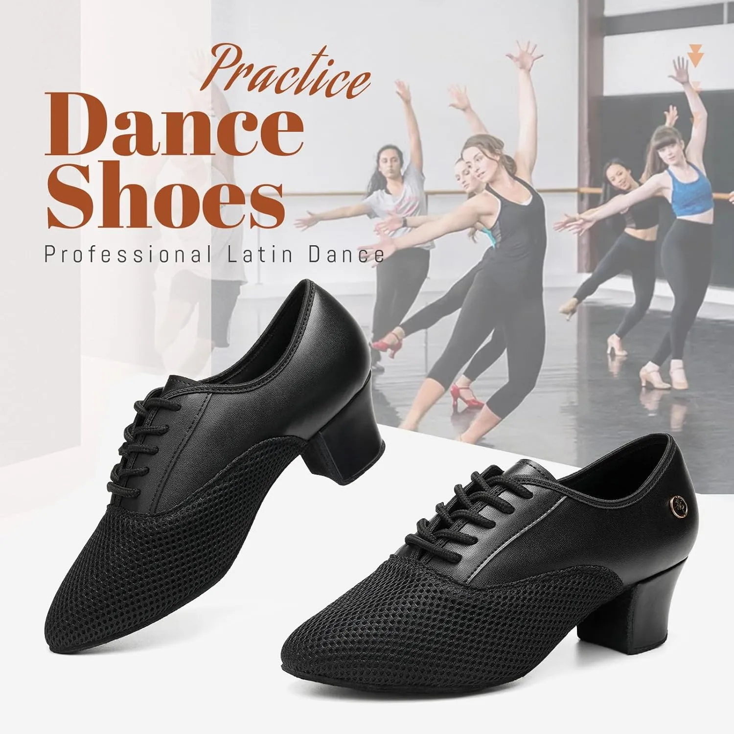 Women's Closed Toe Latin Dance Shoes Professional Salsa Modern Teaching Ballroom Practice Dance Shoes,Model RY-JTWX-Suede Sole-2" Heel