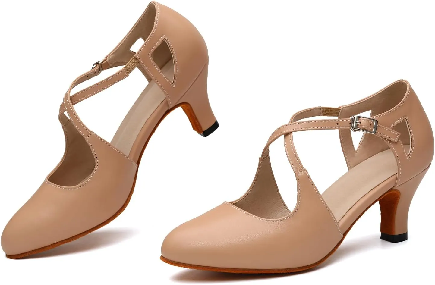 Women's Cross Strap Character Shoes Non-Slip Latin Salsa Dance Shoes Ballroom Performence Dancing Shoes