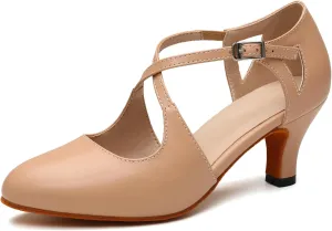 Women's Cross Strap Character Shoes Non-Slip Latin Salsa Dance Shoes Ballroom Performence Dancing Shoes