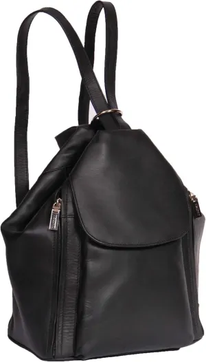 Womens Genuine Leather Backpack Rucksack Organiser Book Bag Rome Black