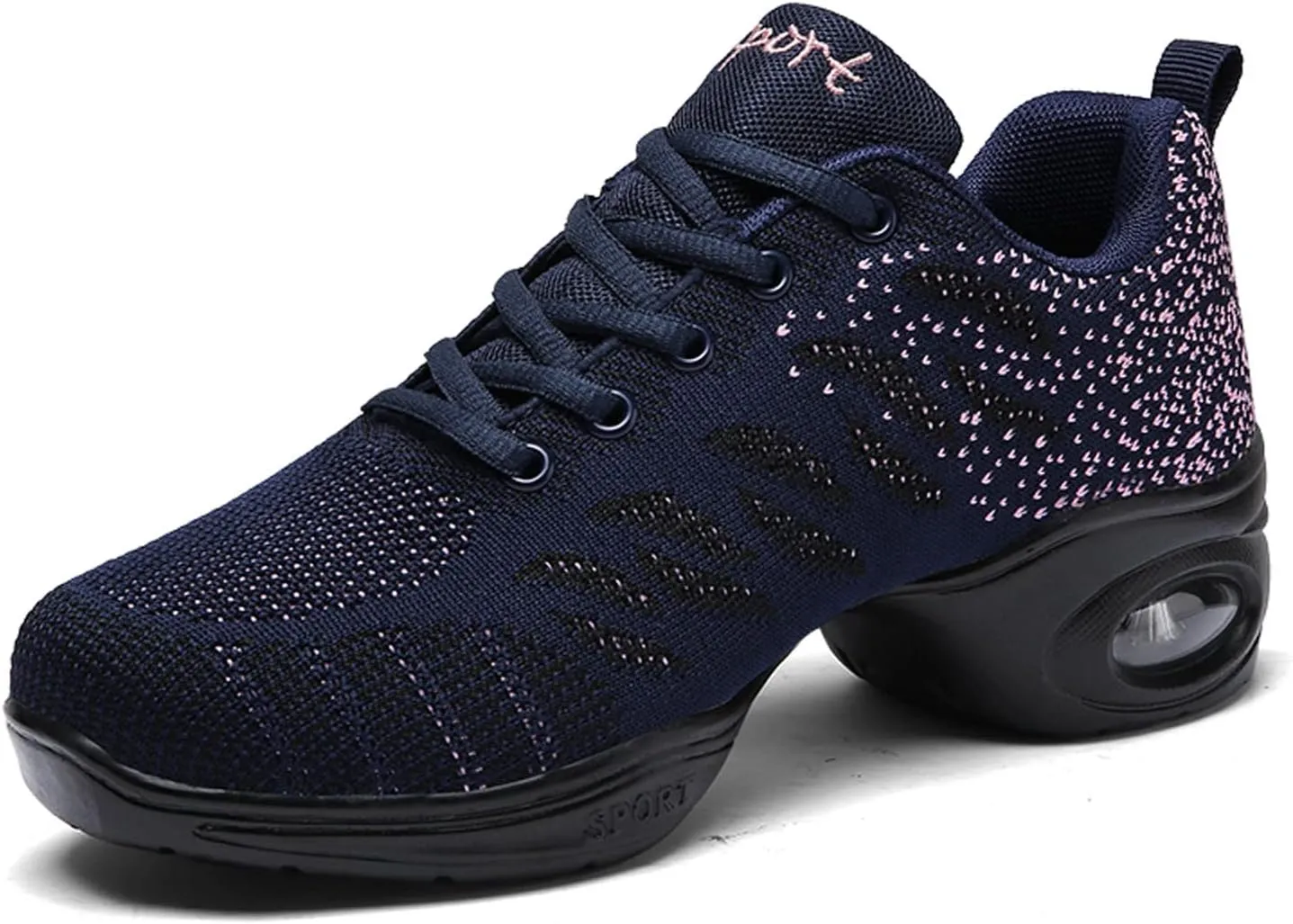 Women's Jazz Shoes Lace-up Sneakers - Breathable Air Cushion Lady Split Sole Athletic Walking Dance Shoes Platform