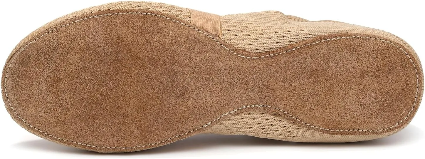 Women's Jazz Shoes Slip-on Fabric Professional Teacher Trainning Beginner Ballroom Dance Practice Shoes Dance Slippers,Model SS-PDLL