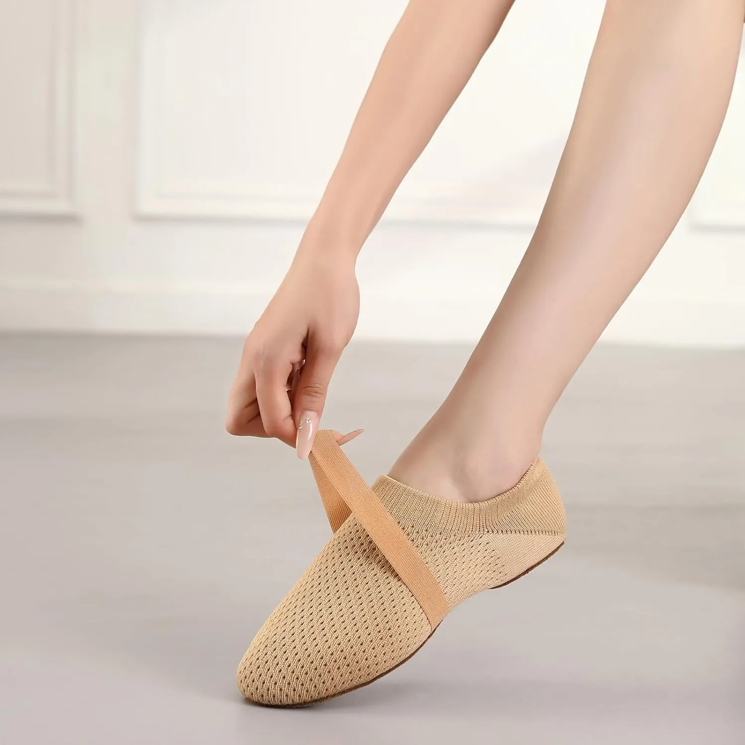 Women's Jazz Shoes Slip-on Fabric Professional Teacher Trainning Beginner Ballroom Dance Practice Shoes Dance Slippers,Model SS-PDLL