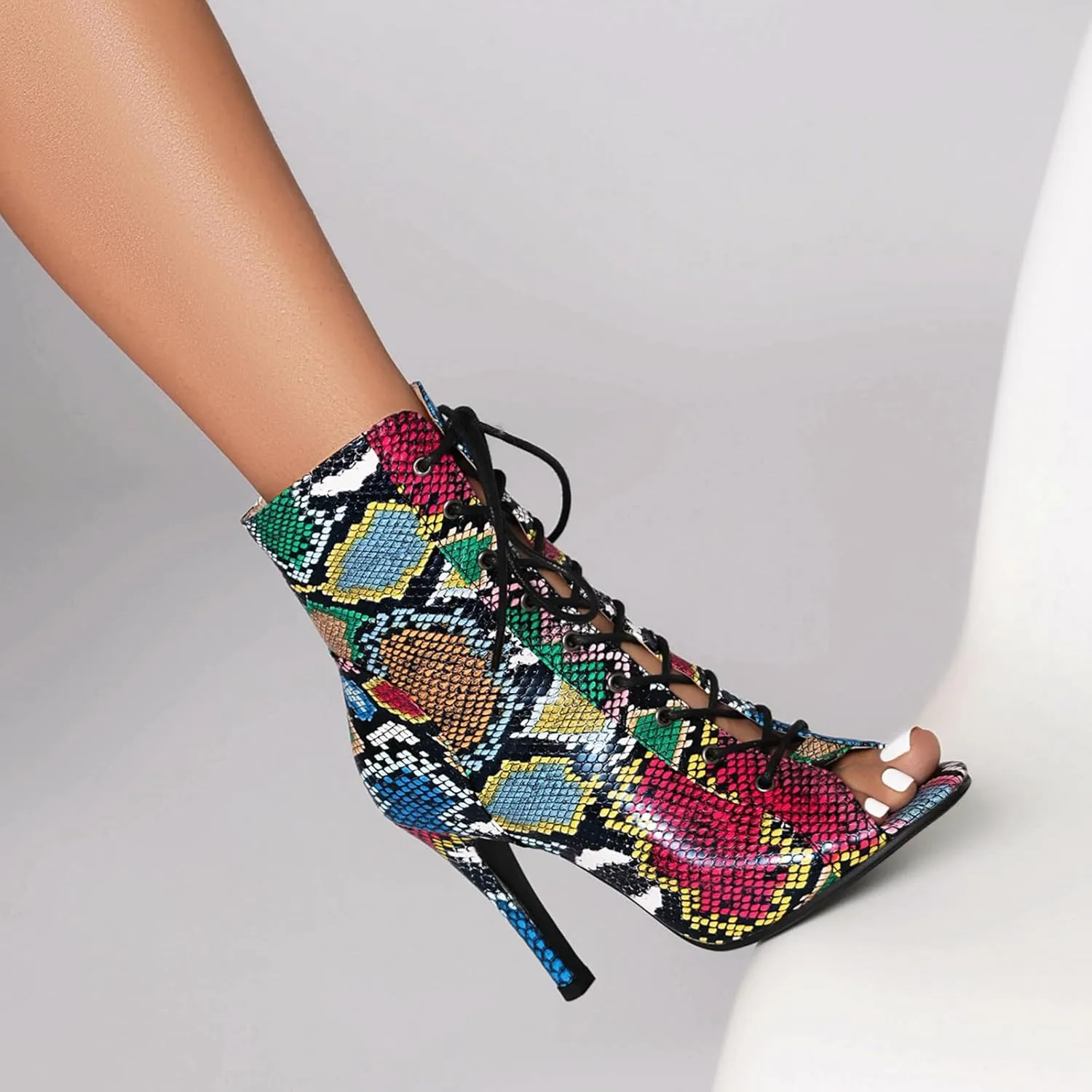Women's Latin Dance Boots Peep Toe lace-up Ballroom Latin Salsa Ankle Dance Boots