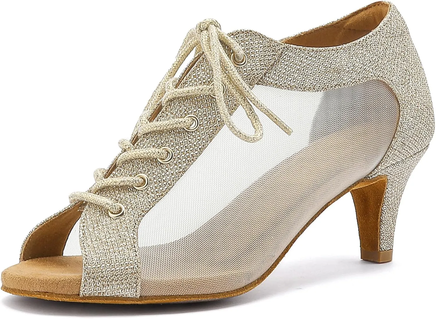 Women's Latin Dance Shoes 2.3" Glitter Ballroom Shoes Professional Dance Shoes Lace-up Dancing Heels for Salsa Tango Flamenco Latin Jazz