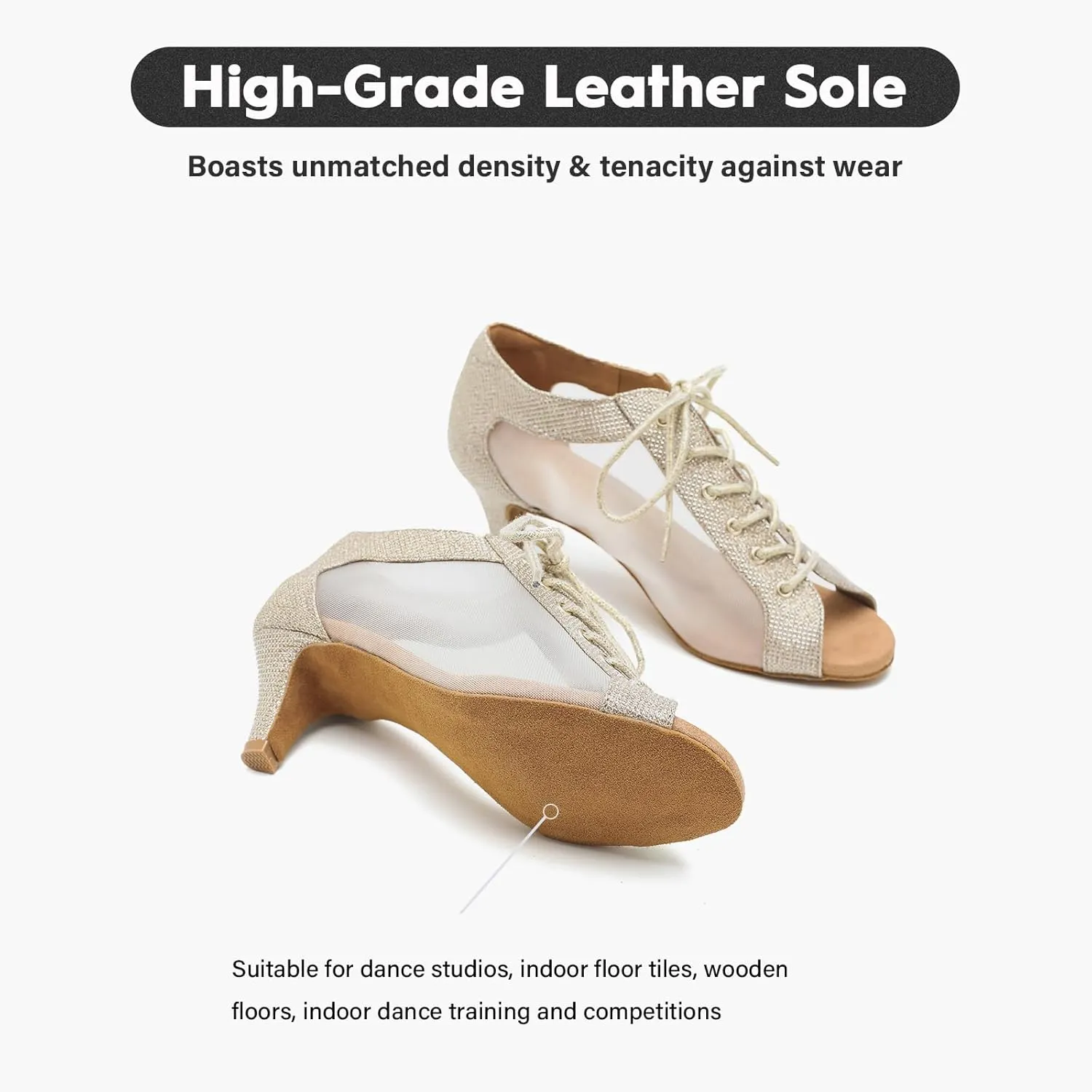 Women's Latin Dance Shoes 2.3" Glitter Ballroom Shoes Professional Dance Shoes Lace-up Dancing Heels for Salsa Tango Flamenco Latin Jazz