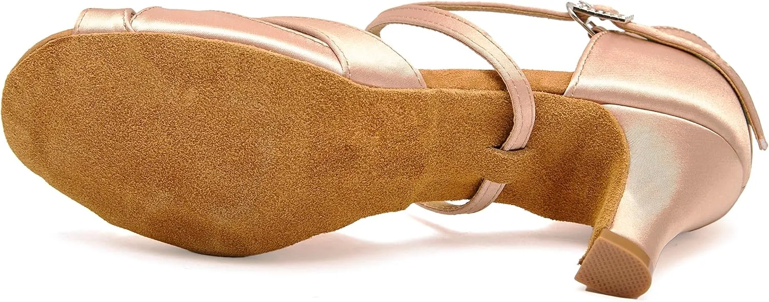 Women's Latin Dance Shoes Female's Ballroom Salsa Dance Shoes 2.5 3 Inch Heel