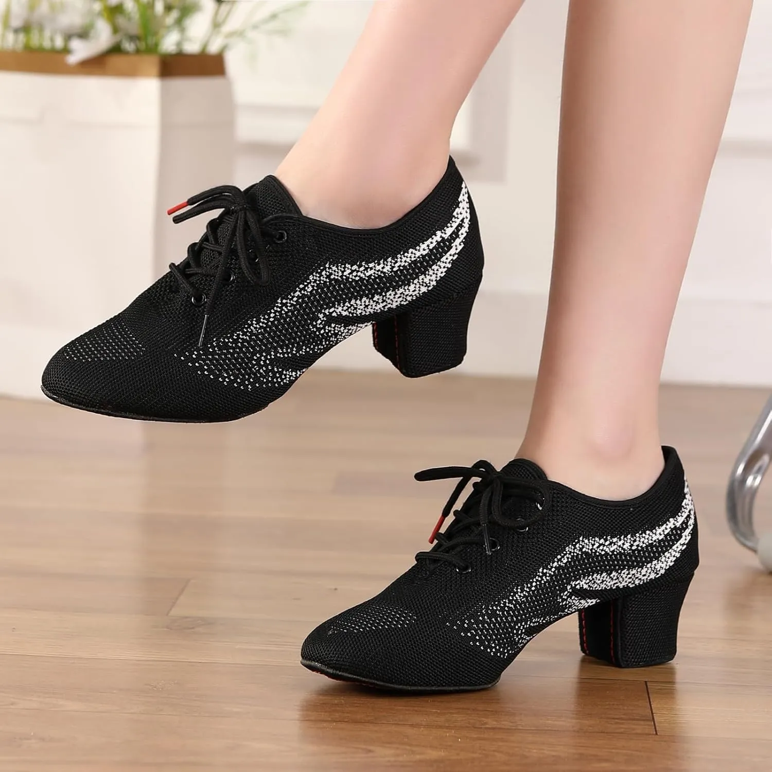 Womens Latin Dance Sneakers Lace-up Social Rhythm Dance Shoes,Model HD01