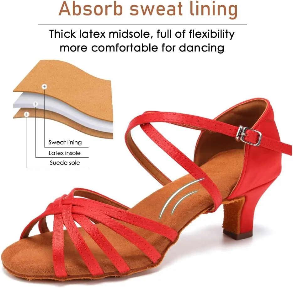Women's Professional Latin Dance Shoes Open Toe Ballroom Salsa Practice Dance Performance Shoes
