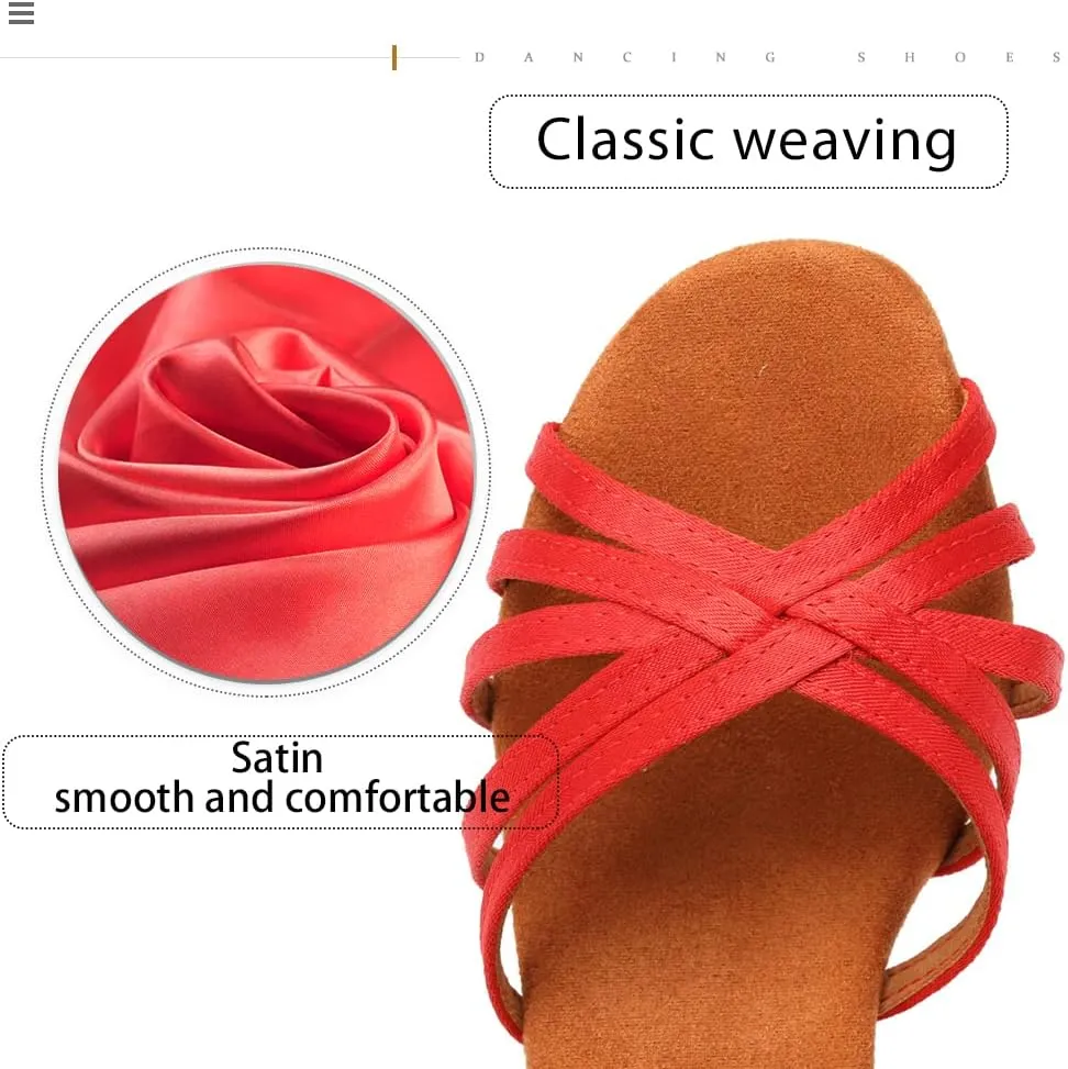 Women's Professional Latin Dance Shoes Open Toe Ballroom Salsa Practice Dance Performance Shoes