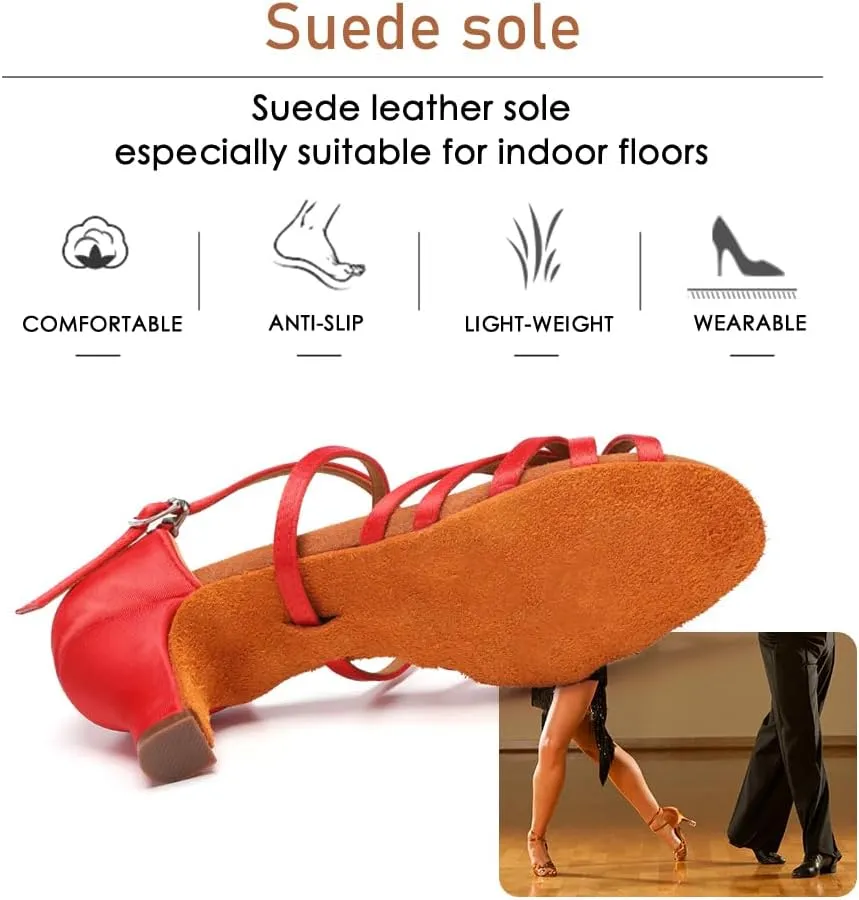Women's Professional Latin Dance Shoes Open Toe Ballroom Salsa Practice Dance Performance Shoes