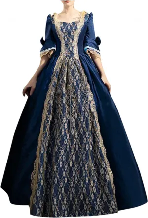 Womens Square Neck Lolita Dress Sweet Swing Princess Dress Lace Ruffle Maxi Dress Court Cosplay Victorian Ball Gowns