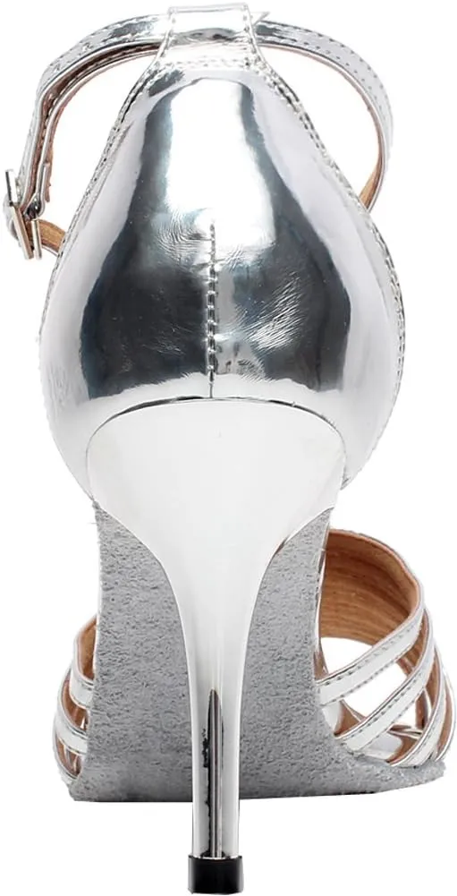 Womens T Bar Dance Shoes Latin Tango Ballroom Practice Shoes Salsa Cha-cha Peep Toe Custom Heel Ankle Strap