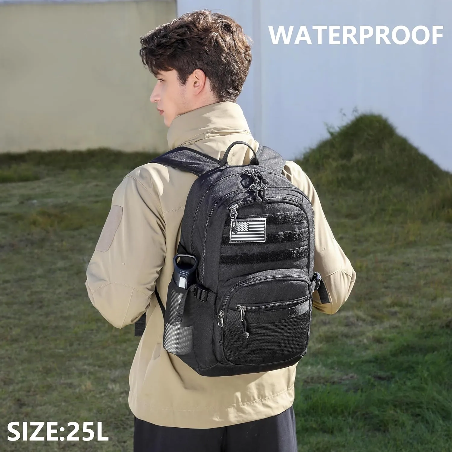 Wotony Military Tactical Backpack for Men Army 3 Days Assault Pack Bag with Molle System for Outdoor Adventures (grey, 25L)