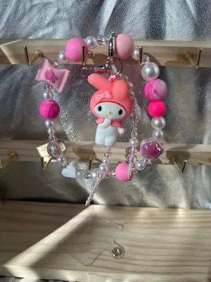 Wristlet with Keychain-Cutesy My Bunny Pink Planets
