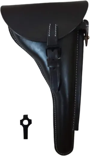 WWII Luger P08 6" Barrel German Holster w/Take Down Tool Dark Brown - Reproduction