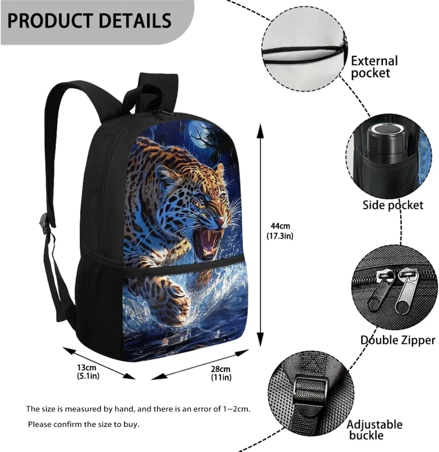 Xhuibop Cheetah Backpack for Boys 4-in-1 Set Back to School Bookbags with Lunch Box, Pencil Case, Water Bottle Sleeve - Kindergarten to Elementary School Kids Back Pack