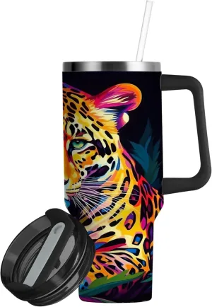 xigua 30 oz Tiger Tumbler with Handle and Straw Lid, Stainless Steel Vacuum Insulated Sports Water Bottle, Keeps Cold or Hot Coffee Cup Travel Mug