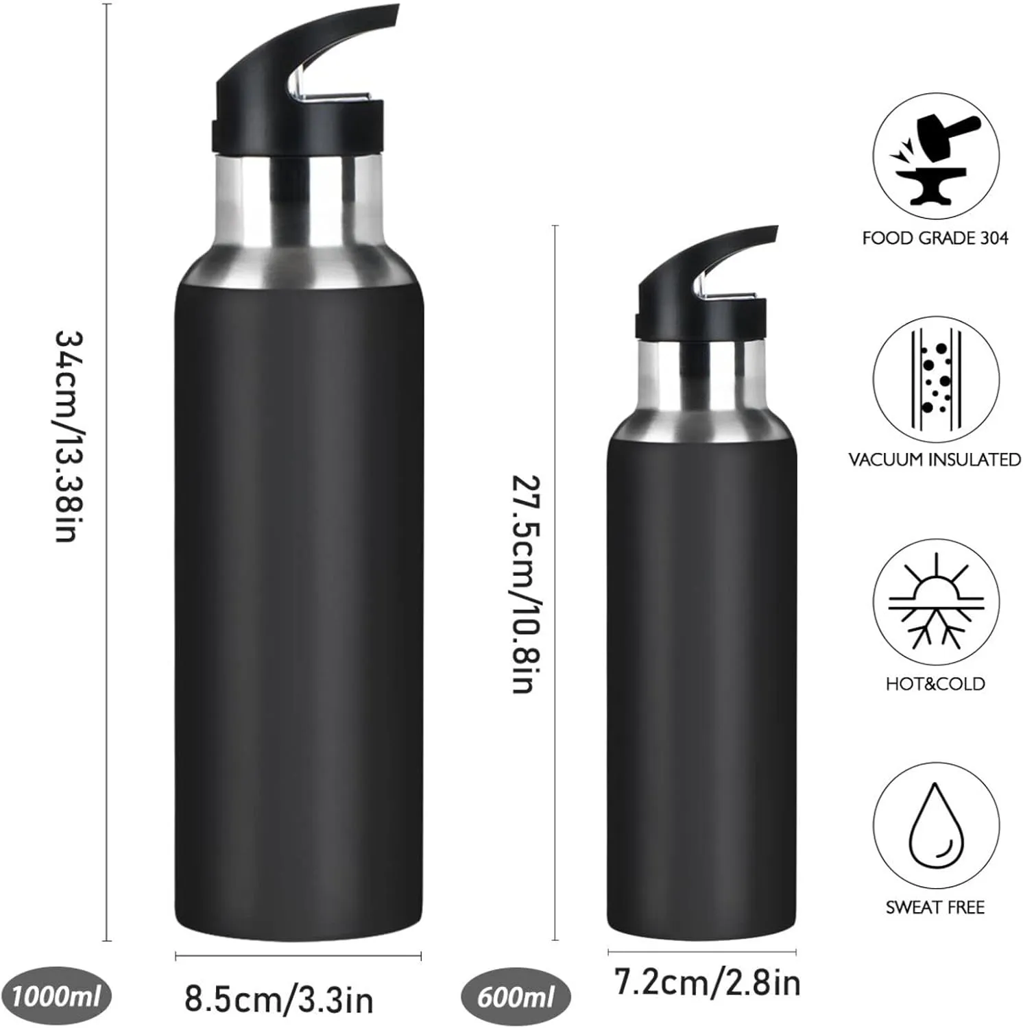 xigua Purple Butterfly Water Bottle, Outdoor Sports Bottle With Wide Mouth Straw Lid, Stainless Steel Double Wall Vacuum Insulated Flask for School Fitness Gym 22 oz