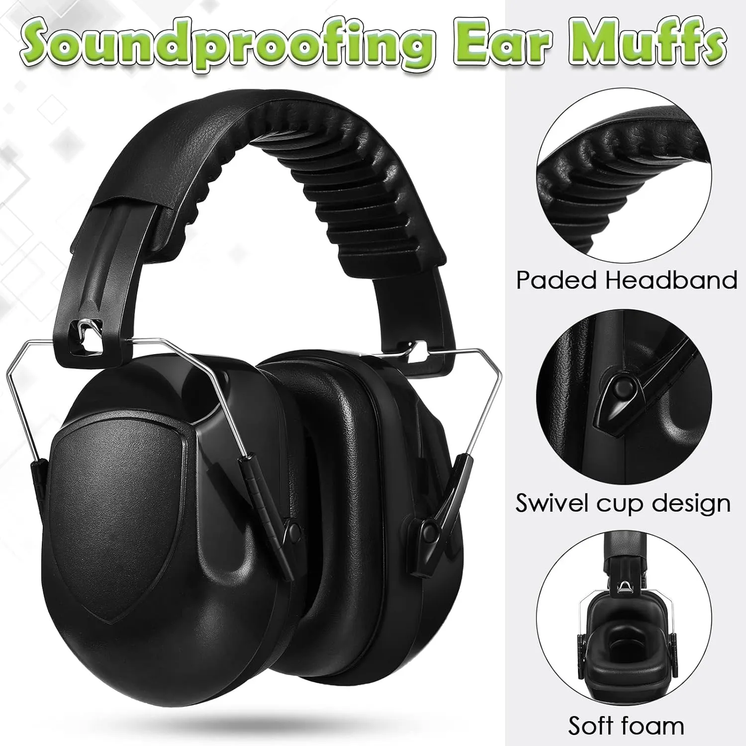 Xuhal 9 Pcs Ear Protection Earmuffs, Adjustable NRR 28dB Noise Reduction Headphone for Shooting Mowing Noise Cancelling
