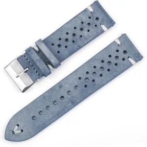 YANGQI yaoqijie Leather Watch Strap Porous Breathable Watchband 18mm 20mm 22mm 24mm Handmade Stitching Watch Bracelets Replacement Lasting (Band Color : Army Blue, Band Width : 22mm)